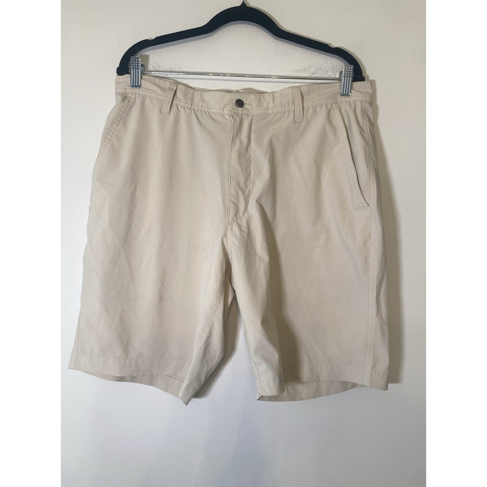 FootJoy Golf Shorts Mens 35 Beige Stretch Performance Polyester Spandex FJ Logo